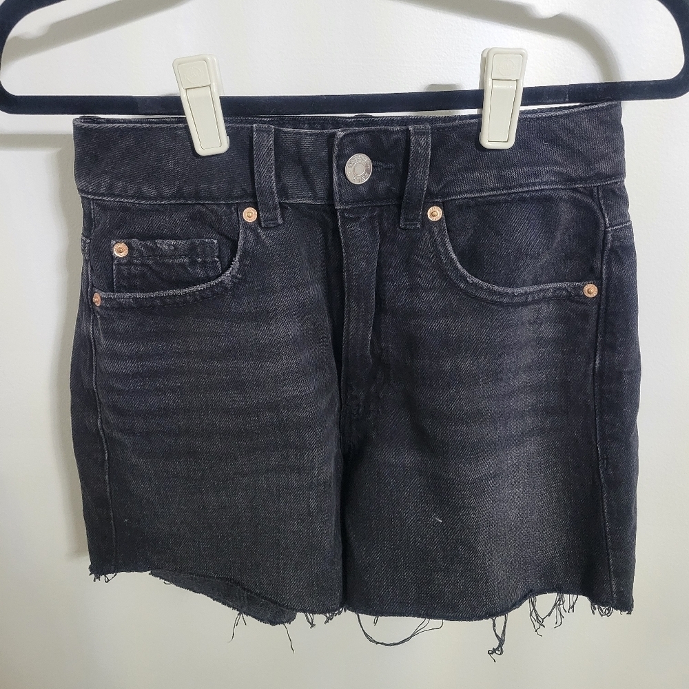 Garage Denim Black Cutoff Distressed Jean Shorts, Size 0 / 24